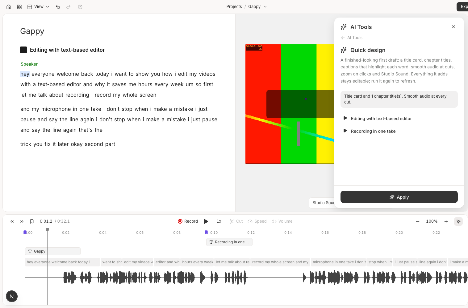 Quick design in AI Tools with chapters found